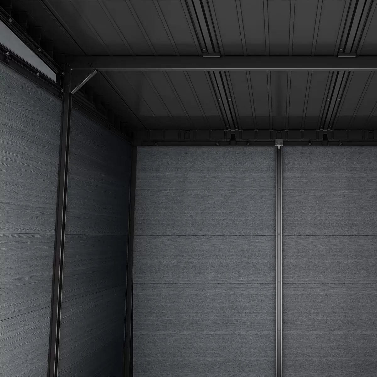Keter 7.5’x9′ Newton Plus Front Entry Plastic Shed – Dark Grey - Image 5