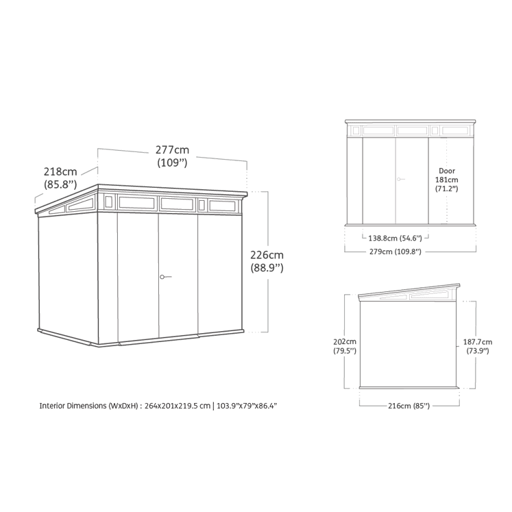 Keter 9’x 7′ Cortina Heavy Duty Plastic Pent Shed – Green - Image 7