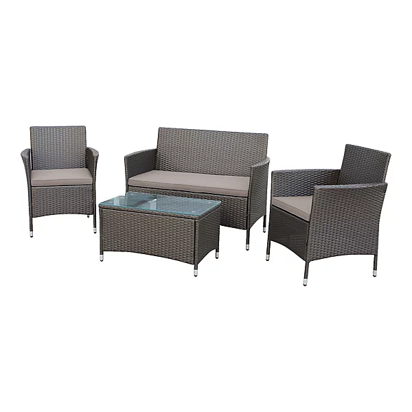 Derry Matt Light black Rattan effect 4 Seater Coffee set - Image 2