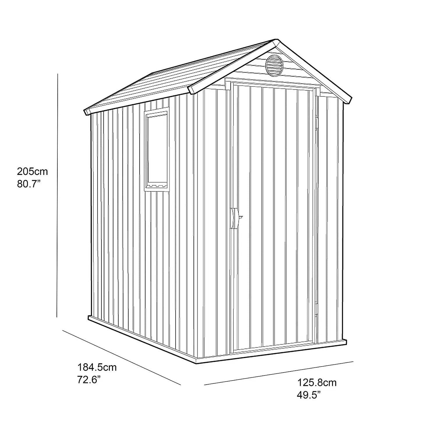 Keter 4’x6′ Darwin Heavy Duty Plastic Garden Shed – Grey - Image 7